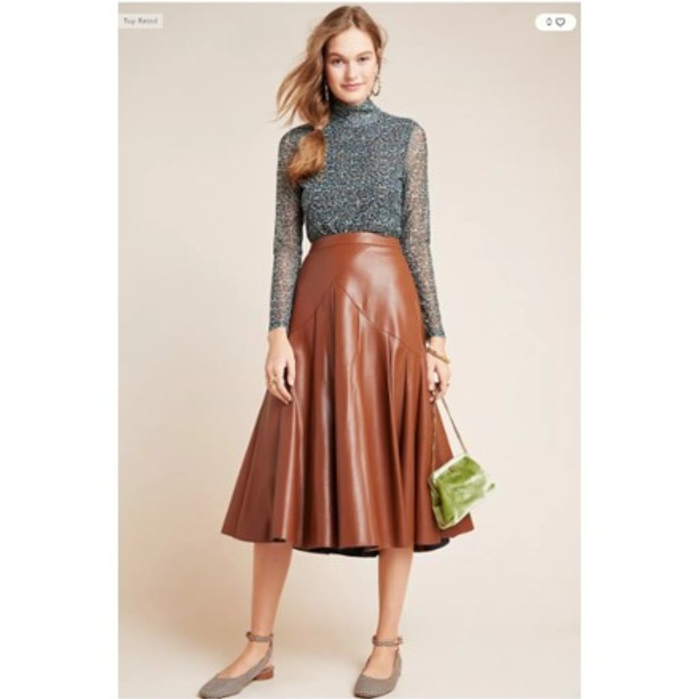NWT-Anthropologie Maeve Mariska Faux Leather Skirt - 14